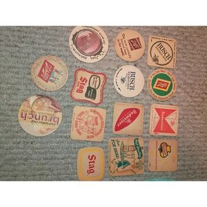 Lot Of (14) Brewery Cork Coasters Vintage Stag, Busch, Bud & More